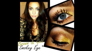 'Brown and Gold Smokey Eye Makeup Tutorial'