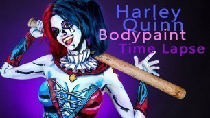 'Harley Quinn Body Paint Tutorial Time Lapse'