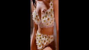 'The latest fashion trends in bikini with natural flowers, sparkling swimwear summer 2022'