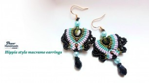 'How to make a macrame earrings DIY: hippie style macrame earrings by Thaohandmade'
