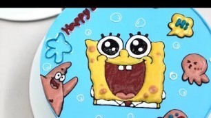 'Today I will bring you a sponge Bob cake. I hope you like it. Have you seen this movie?#youtube'
