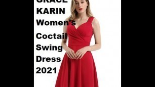 'GRACE KARIN Women\'s 50s 60s Vintage Sleeveless V-Neck Cocktail Swing Dress Buy Now:'