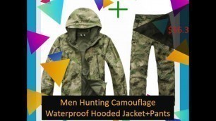 'Men Hunting Camouflage Waterproof Hooded Jacket+Pants'